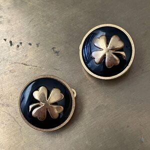 Vintage Chanel lucky clover enamel earrings